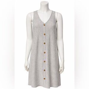 Caution to the Wind Gray Swing Dress Size S Textured Check A-Line Casual